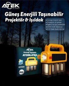 Resim Güneş Enerjili Taşınabilir Projektör Işıldak Çok Renkli 