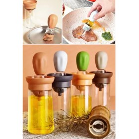 Resim Tineke Hazneli Silikon Yağ Sos ve Yumurta Fırçası Yağ Fırçası Yağlık Silikon Fırçalı Yağdanlık - Krem 