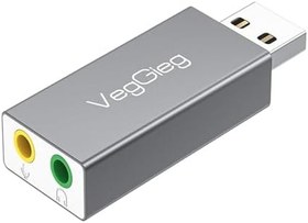 Resim VegGieg USB Harici Ses Kartı Adaptörü 3.5mm Kulaklık ve Mikrofon Girişli 