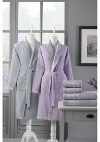 Resim Özdilek Dori Aile Bornoz Seti 6 Parça Lila-gri Çok Renkli 