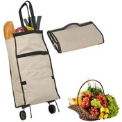 Resim Omarı BUFFER® Katlanabilir Tekerlekli Market Çantası,Çok Amaçlı Pazar Arabası,Portatif Alışveriş Bez Torba 