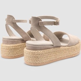 Resim %100 Hakiki Deri Taş Kadın Süet Sandalet Taş 