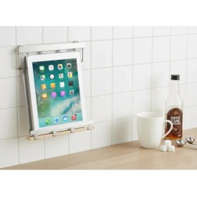 Resim Saban Duvara Monte Tablet ve Kitap Tutucu – Sabit Montajlı, Kaymaz Alt Destekli 