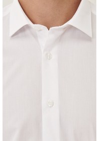Resim AC&Co / Altınyıldız Classics Erkek Beyaz Ütülemesi Kolay Slim Fit Dar Kesim Klasik Yaka Pamuklu Gömlek Beyaz 
