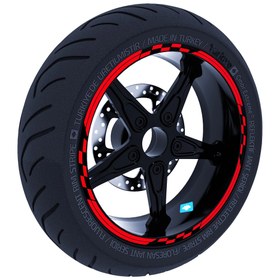 Resim Çınar Extreme Moto GP Yarış Bayraklı Jant Şeridi Sticker Reflektif Kırmızı 