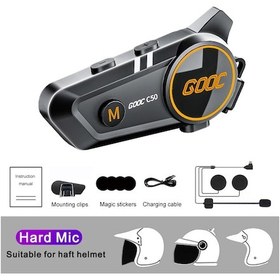 Resim 1/2x Bluetooth Motosiklet İnterkom Kask Kulaklık Bt5.3 Kablosuz İnterkom Su 1pcs Hard Mic 