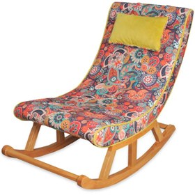 Resim Asedia Miskin Naturel Retro Ahşap Sallanan Sandalye Dinlenme Emzirme Baba Tv Okuma Uzanma Koltuğu Berjer MSS 