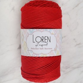 Resim Loren Polyester Soft Macrame Kırmızı El Örgü İpi - LM019 - 34432 