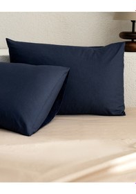 Resim Madame Coco Manon %100 Pamuk Ranforce Düz 2'li Yastık Kılıfı Seti Lacivert 