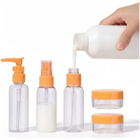 Resim 5 Parça Taşınabilir Seyahat Banyo Seti Şeffaf Şişe Takımı 