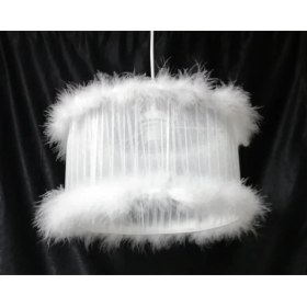 Resim Teknotrust Beyaz Kırmızı Pembe Siyah Kız Erkek Çocuk Odası Tüylü Avize Yatak Odası Avizesi Çap 30 cm 