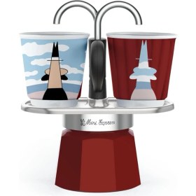 Resim Bialetti Mini Express Mokapot Magrite Renkli Espresso Makinesi + 2 Seramik Fincan ile Evde İtalyan Kahvesi 