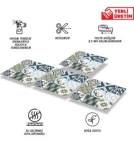 Resim Kendinden Yapışkanlı Karma Green Desenli Pvc Karo 30X30 cm (33 Adet) 3m2 