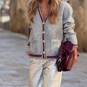 Resim Kadınlar İçin Rahat V Yaka Kardigan - Sonbahar/Kış için Düğmeli Uzun Kollu Açık Önli Kazak, Düz Renk Katmanlı Parça, Elde Yıkama/Çamaşırhane Temizleme, Şirin Kazak, Dekoratif Düğme Detaylı, Dokulu Örgü, Ofis Giyim, Konforlu Kumaş, Hafta Sonu Kıyafeti 