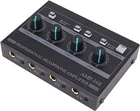 Resim 4 Kanal Kulaklık Amplifikatörü, 100-240 V Bireysel Ses Kontrol Düğmesi Stüdyo Için Adaptörlü Kompakt Ve Taşınabilir Metal Kabuk Kulaklık Amplifikatörü (Birleşik Krallık Tak) 