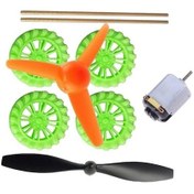 Resim Tekerlek 4 Adet 3v Motor Tek Kanat Pervane Üç Kanat Pervane Set 