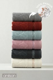 Resim 6'lı Avina El Havlusu - 50x80 Cm, 170 Gr, %100 Pamuk, Spa Ve Otel Havlusu, Günlük Kullanıma Uygun Çok Renkli 