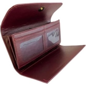 Resim Anneler Günü Deri Bordo Cüzdan Yaşam Çiçeği Kolye Hediye Seti Bordo 