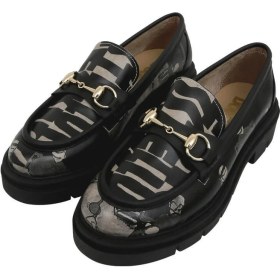 Resim Dogo Kadın Vegan Deri Siyah Loafer - Supper BlackWhite Tasarım 