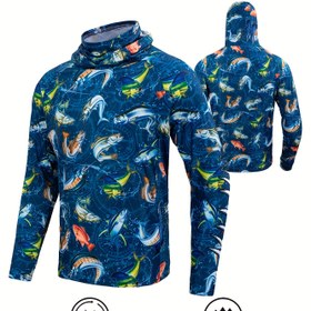 Resim Erkek Yüksek Performans Balıkçılık Hoodie - Hızlı Kuruyan, Nefes Alabilen Polyester, Hafif Uzun Kollu, Balık Baskılı, Balıkçılık, Yürüyüş ve Bisiklet gibi Açık Hava Aktiviteleri için İdeal, Balıkçılık Hoodie, Yürüyüş Giyimleri, Spor Tasarımı, Nem Çekme Kumaşı 