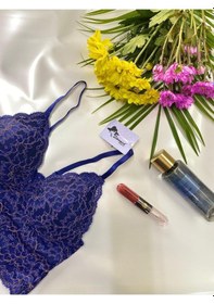 Resim Pae Şık Dantel Kaplı Ped'li Büstiyer Bralet Sütyen Lacivert 