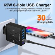 Resim 65 W 6 Port Usb Şarj Aleti Hızlı Şarj Qc3.0 Seyahat Şarj Cihazı İphone Uyumlu 14 Bu 1 Adeat 