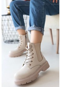 Resim Daum Bej Cilt Bağcıklı Bot Bej 