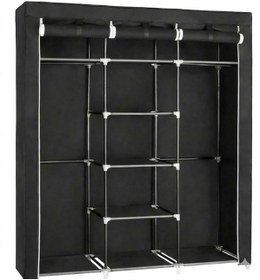 Resim Missidea Trend Xxl Metal Profilli Bez Dolap 2 Bölmeli Askılı Ve Raflı Kumaş Gardırop Siyah Siyah 