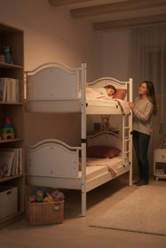 Resim ARGİMO Avangard Ahşap Başlık Metal Ranza Ve Karyola 90x190 Beyaz 