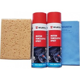 Resim Würth Motor Temizleme Spreyi 2 Li+Güderi Bez+Yıkama Süngeri 