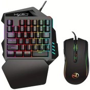 Resim Techbloom Hxsj Gaming Tek Elle Klavye Ve Fare Seti 35 Tuş Çift Renkli Keycaps Renkli Arka Işık Usb Plug And Play Black Diğer 
