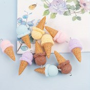 Resim DIY Takı için 10 Adet 3D Dondurma Şeklinde Reçine Süsler - Pastel Mavi, Pembe, Mor, Sarı, Kahverengi ve Bej Lezzetler - Küpeler, Kolyeler, Bilezikler, Anahtarlıklar ve Çanta Aksesuarları İçin Mükemmel 