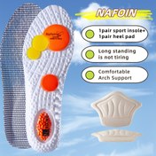 Resim 4 adet (2 çift) spor tabanlıkları ve topuk yastıkları, havalı yastıklama ve nefes alabilme özelliklerine sahip, hem erkekler hem de kadınlar için uygun, koşu ve uzun süre ayakta durma için ideal. 