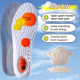 Resim 4 adet (2 çift) spor tabanlıkları ve topuk yastıkları, havalı yastıklama ve nefes alabilme özelliklerine sahip, hem erkekler hem de kadınlar için uygun, koşu ve uzun süre ayakta durma için ideal. 