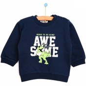 Resim HelloBaby Basic %100 Pamuk Erkek Bebek Şardonlu Iki Ip Baskılı Sweatshirt 