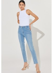 Resim Lee Foreverfit Skinny Fit Dar Kesim Yüksek Bel Çok Dar Paça Mavi Kadın Esnek Jean Denim Kot Pantolon L32S006B44 Açık Mavi 