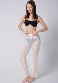 Resim MY Wooft Beyaz Yazlık Plaj Kıyafeti Pareo Mayo Ve Bikini Üstü Pantolon 