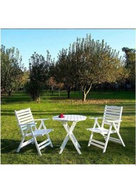 Resim Pamukkale Bahçe-Balkon Seti: 70Cm Masa + 2 Adet Sandalye 