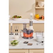 Resim 7'li Çok Fonksiyonlu 1000W Mutfak Robotu ve Süt Köpürtücü, Şık Bej Renkli 