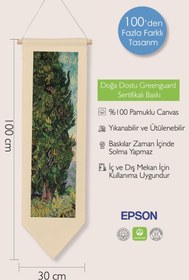 Resim Van Gogh Duvar Halısı, Sanat Serisi Dekor, 100cm Kanvas Flama Askılı Duvar Örtüsü NO:732 - Renkli - 3 / 30 x 100 