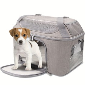 Resim Büyük Köpekler ve Orta Boy Petler için Dayanıklı Polyester Malzeme, Araba, Tren ve Uçak için Fermuarlı Rahat ve Çok Yönlü Seyahat Taşıyıcısı 