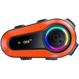 Resim Q08-2X Rgb Işıklı Intercom 2 Kişi Bağlantılı 1000 Mah Motosiklet Bluetooth Kulaklık Seti 