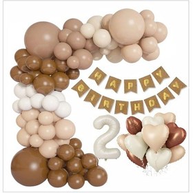 Resim Kraft Gold Banner 2 Yaş Folyo Kalpli 30 Balon Konsept Doğum Günü Seti 