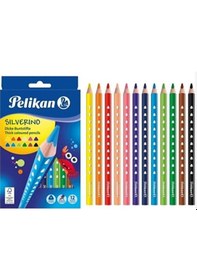 Resim Silverino Jumbo Üçgen Kuru Boya Kalemi 12 Li Kutu 