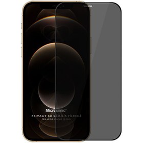 Resim Microsonic Apple Iphone 12 Pro Privacy 5d Gizlilik Filtreli Cam Ekran Koruyucu Siyah 