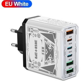 Resim 6 İn 1 3 Usb 3pd Şarj Cihazı Qc3.0 Hızlı Şarj Hızlı Şarj Cihazı İphone Uyumlu Samsung Jj305-3a3c Eu White 1 Adet 