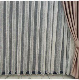 Resim Tül Perde Natural Çizgili Keten Desenli Yeni Sezon Trend Tül Perde 1x3 Sık Pileli Tül Perde 