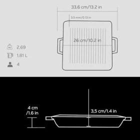 Resim Karokstore Döküm Izgara Tava, 26 Cm, Metal Kulplu 