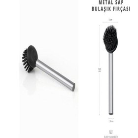 Resim Milena Life Küçük Boy Metal Saplı Pratik Lavabo Fırçası 3'lü 