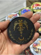 Resim KOMANDO PAZARI Çift Başlı Kartal Motifli Patch (Koruma) 3D Lazer Kesim Arkası Cırtlı 